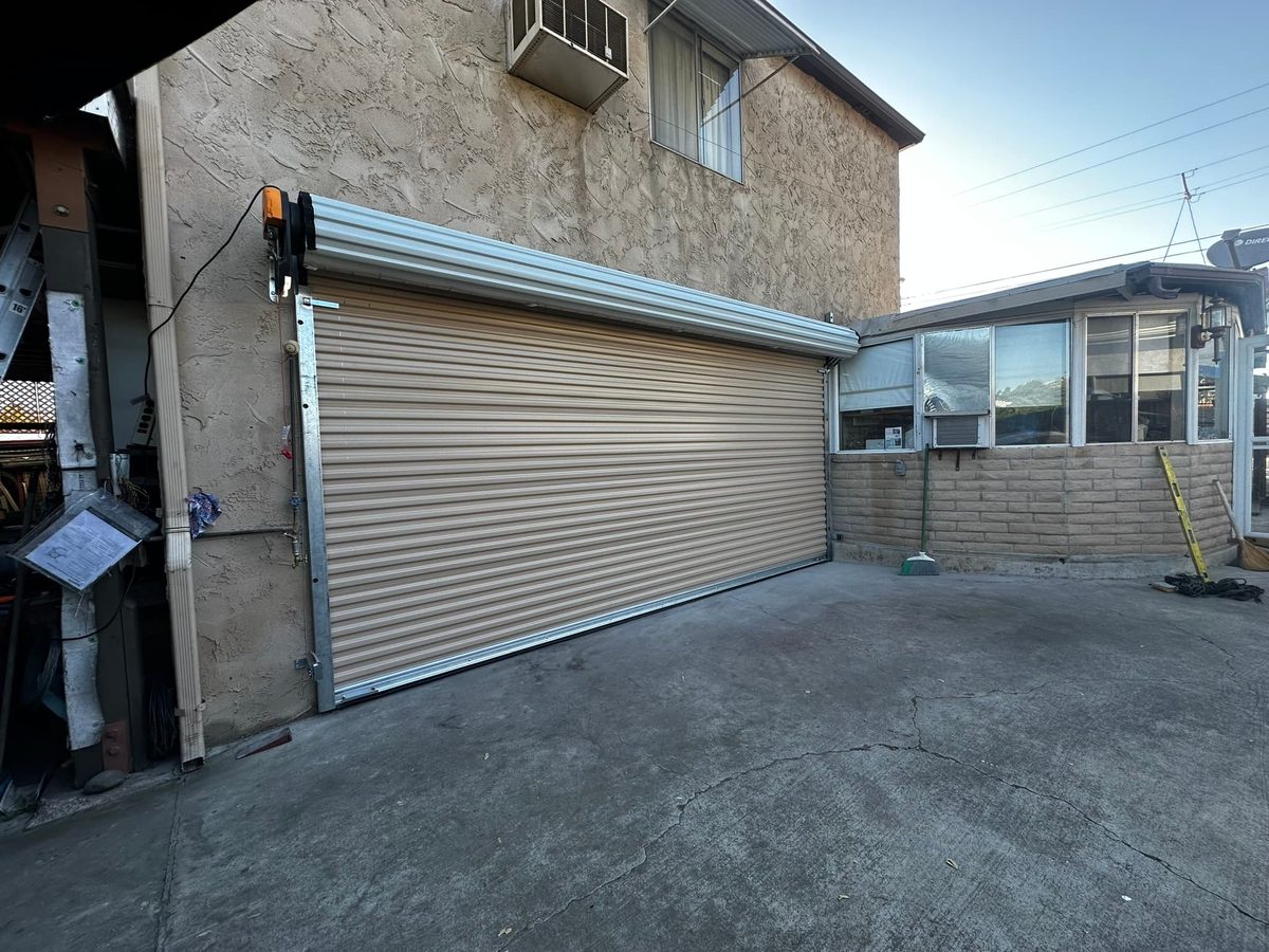 Commercial roll-up garage door installed in La Mesa