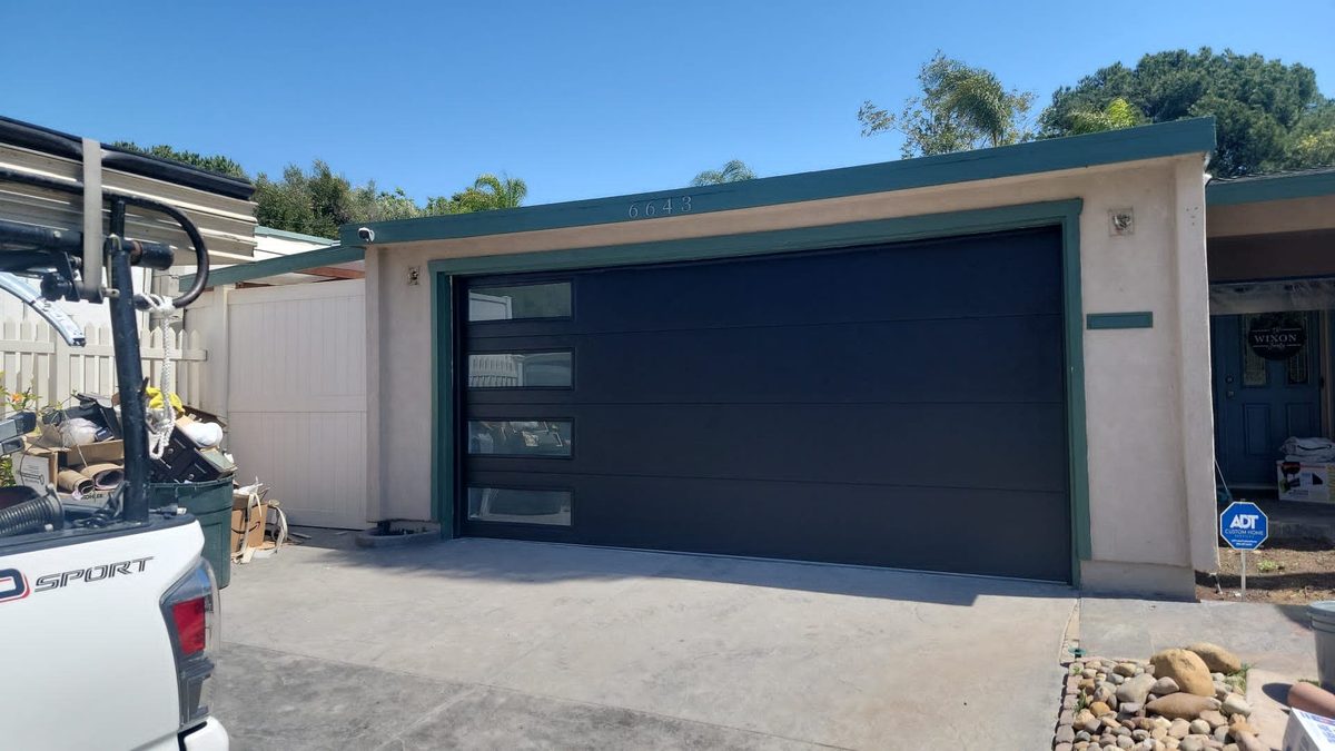 White carriage garage door, Serra Mesa